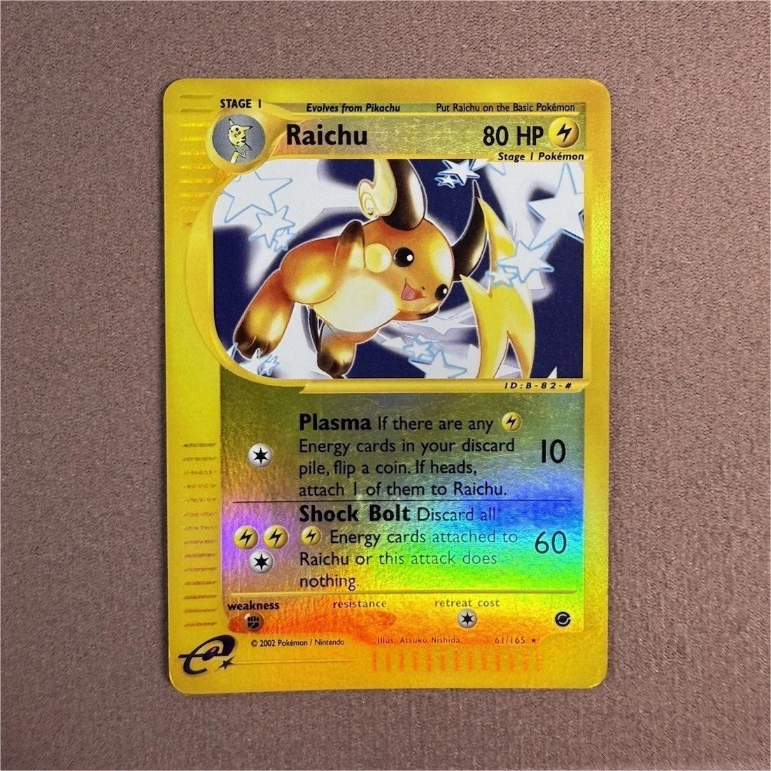 Pokemon TCG Raichu 061/165 Expedition Base Set Reverse Holo Rare English 80HP