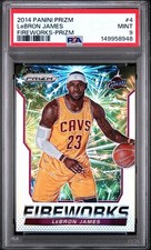 2014 PANINI PRIZM FIREWORKS SILVER REFRACTOR LEBRON JAMES PSA 9 MINT CLEVELAND