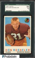 1959 Topps Football #123 Don Bosseler Washington Redskins SGC 84 NM 7