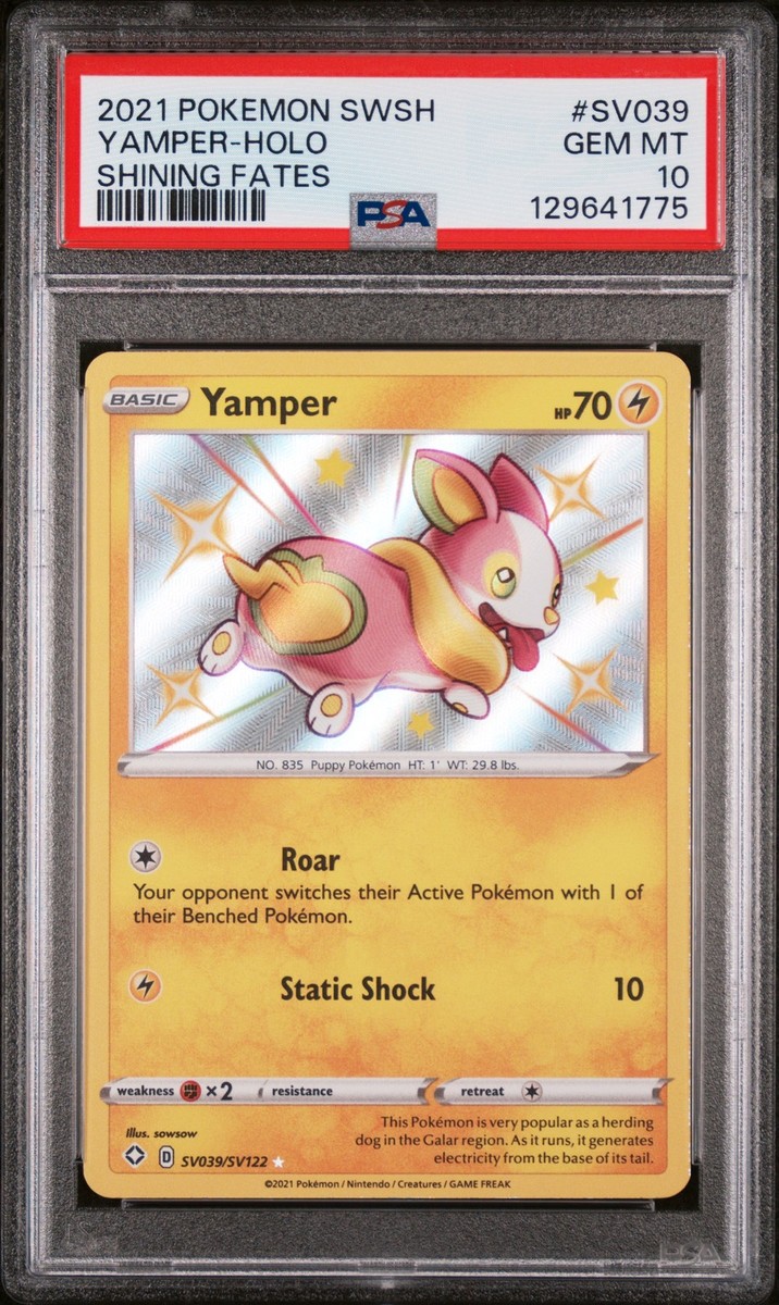 2021 POKEMON SWORD & SHIELD SHINING FATES #SV039 YAMPER-HOLO PSA