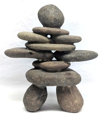 Vintage Stone Inukshuk Sculpture Figurine Canadian Inuit Art Style Decor - 5'' H
