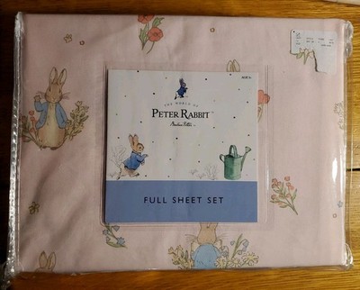 Beatrix Potter Peter Rabbit   Pink 4pc Full Size Sheet Set Spring Easter Bunny