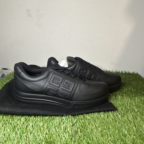 Givenchy Black Low Top Lace Up Sneakers Logo Theme New Without Box