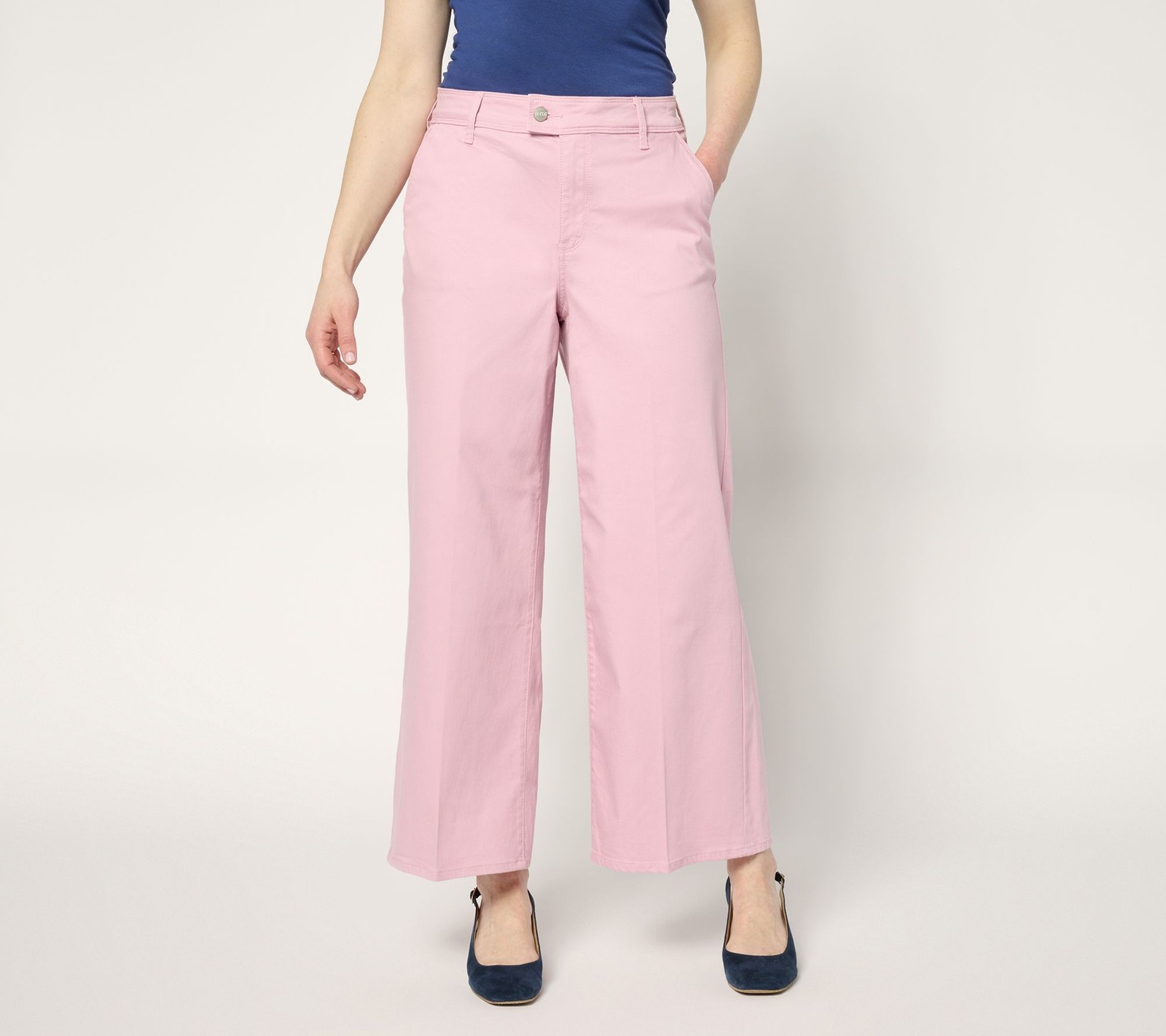 NYDJ Women's Pants Sz 16 High Rise Mona Wide-Leg Ankle Trouser Pink A689175