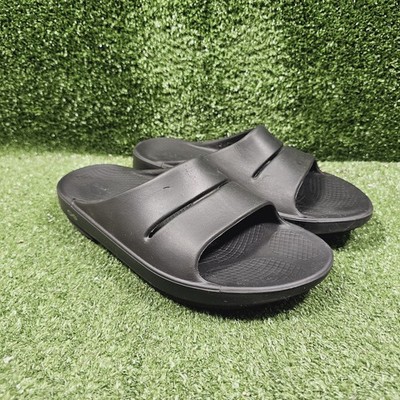 Oofos OOahh Slide Black Recovery Athletic Comfort Sandals Mens Size US 9