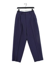 Uniqlo Women's Suit Trousers W 27 in Blue 100% Polyester Straight Dress Pants