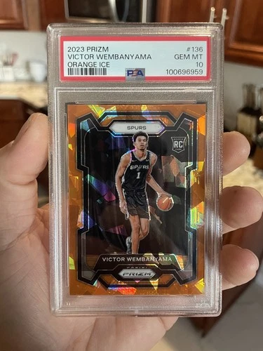 2023-24 Panini Prizm Victor Wembanyama #136 RC Rookie Orange Ice PSA 10