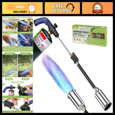 Heavy Duty Propane Weed Torch - 30'' Self-Igniting Flame Thrower for Weeding, BBQ