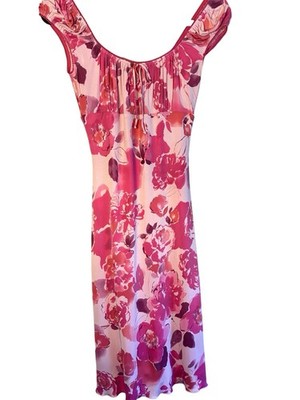 VTG  Guess Collection Y2K Floral PINK MILKMAID  Midi Dress Women's SZ S 4/6 Read