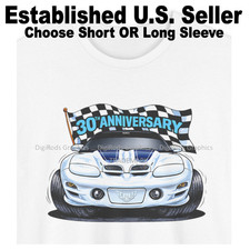 Digirods Pontiac Trans Am 1999 30th Anniversary With Flag Cartoon Car T Shirt Digirods Pontiac Trans Am 1999 30th Anniversary With Flag Cartoon Car T Shirt