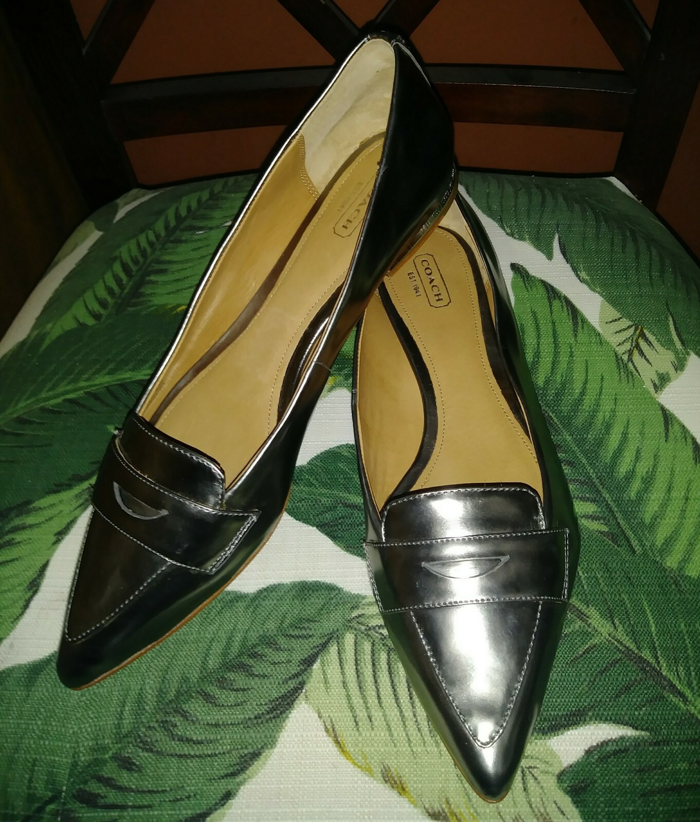 silver coach loafers