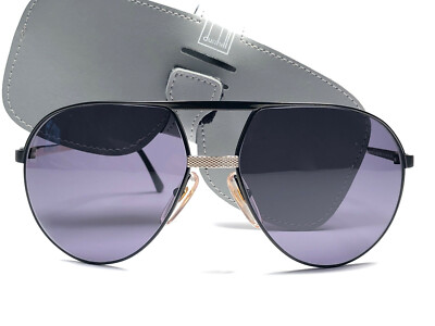NEW! VINTAGE DUNHILL 6023 1980'S BLACK GOLD LENSES SUNGLASSES