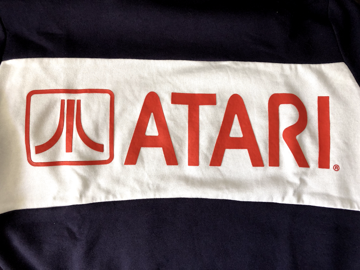 Men's sweatshirt Size XL retro Atari logo blue white red official Primark |  eBay UK