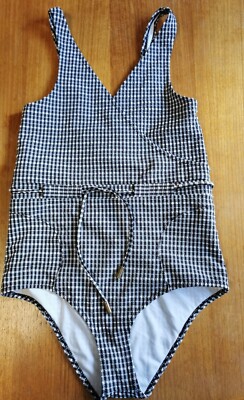 Seed Heritage Sz S Front Wrap Gingham Check Onepiece Draw String Waist
