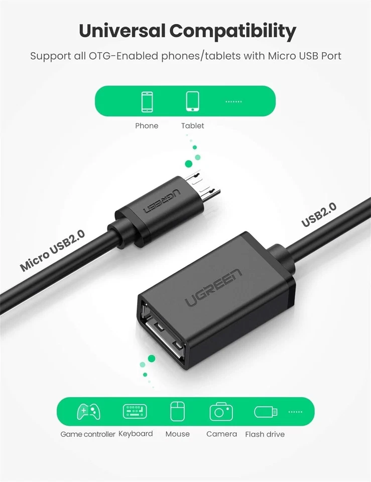 UGREEN Micro USB 2.0 Male To USB 3.1 Female Adapter Cable - Image 4 of 4