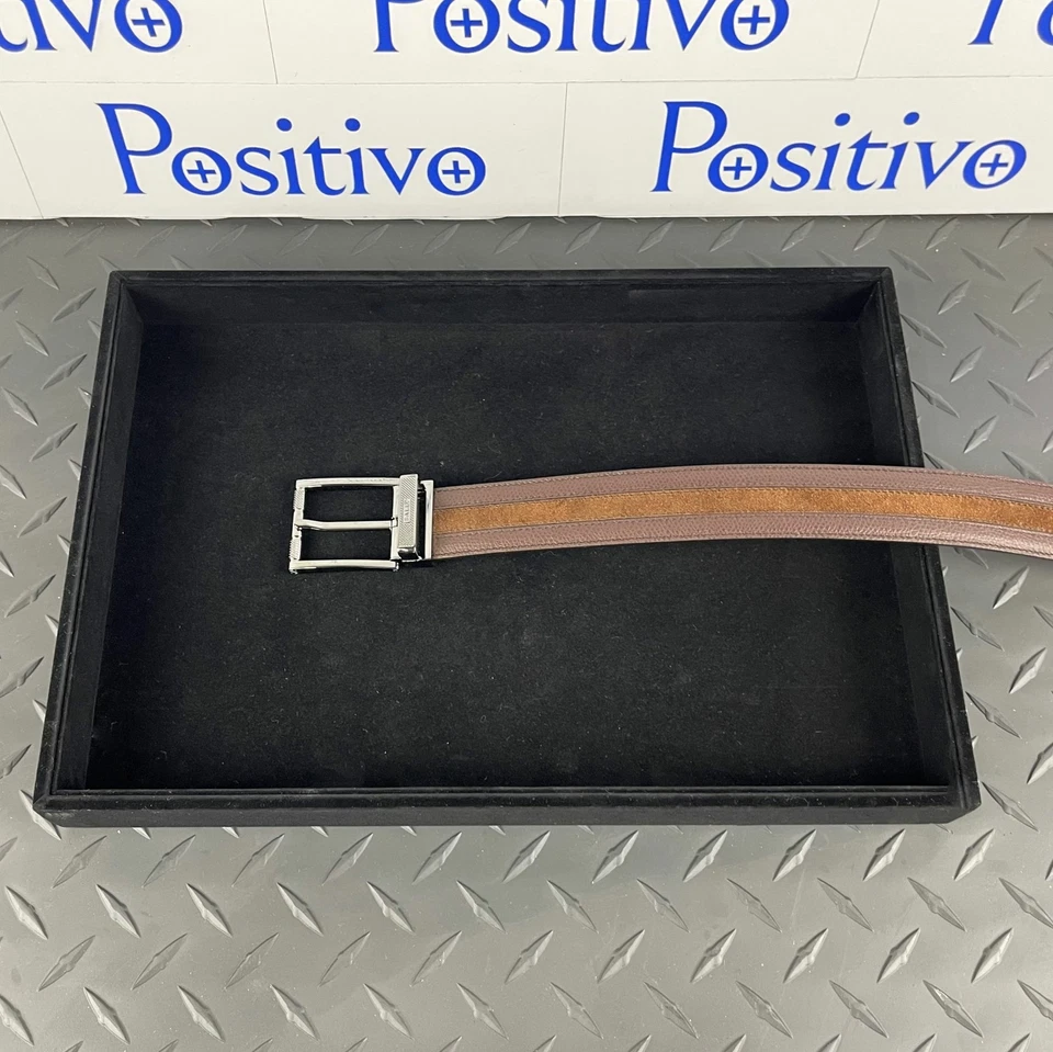 Bally 男式 Astor Mid Brown 皮革皮带 EU 110 全新无标签 — 第 2/2 张图片