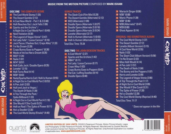 Mark Isham - Cool World (1992) Complete Score + Bonus 2CDs / Newly Remastered !! - Bild 2 von 2