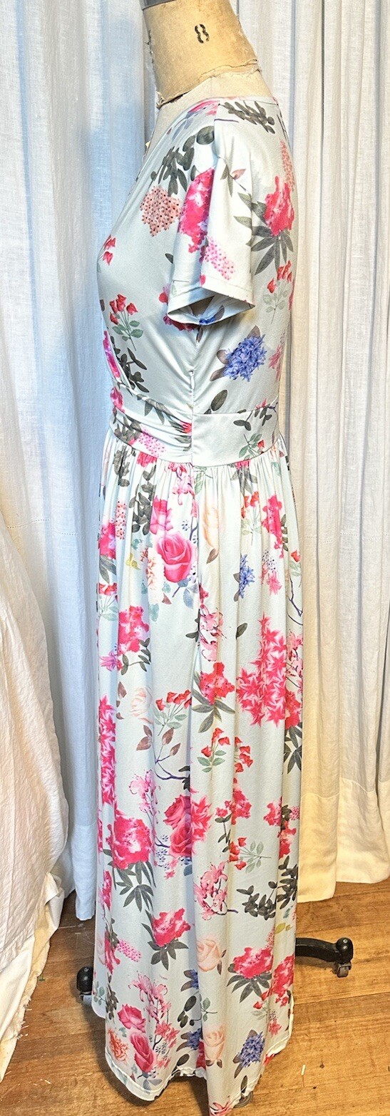 Ouges Womens S Sleeve Long Floral Jersey Dress Sz… - image 3