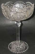 EAPG Glass Bryce Higbee MADORA Clear Compote scalloped AKA Arrowhead in Oval