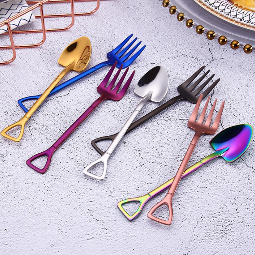 Stainless Steel Small Shovel Spoon Fork Tableware Coffee Spoon stirring Spo