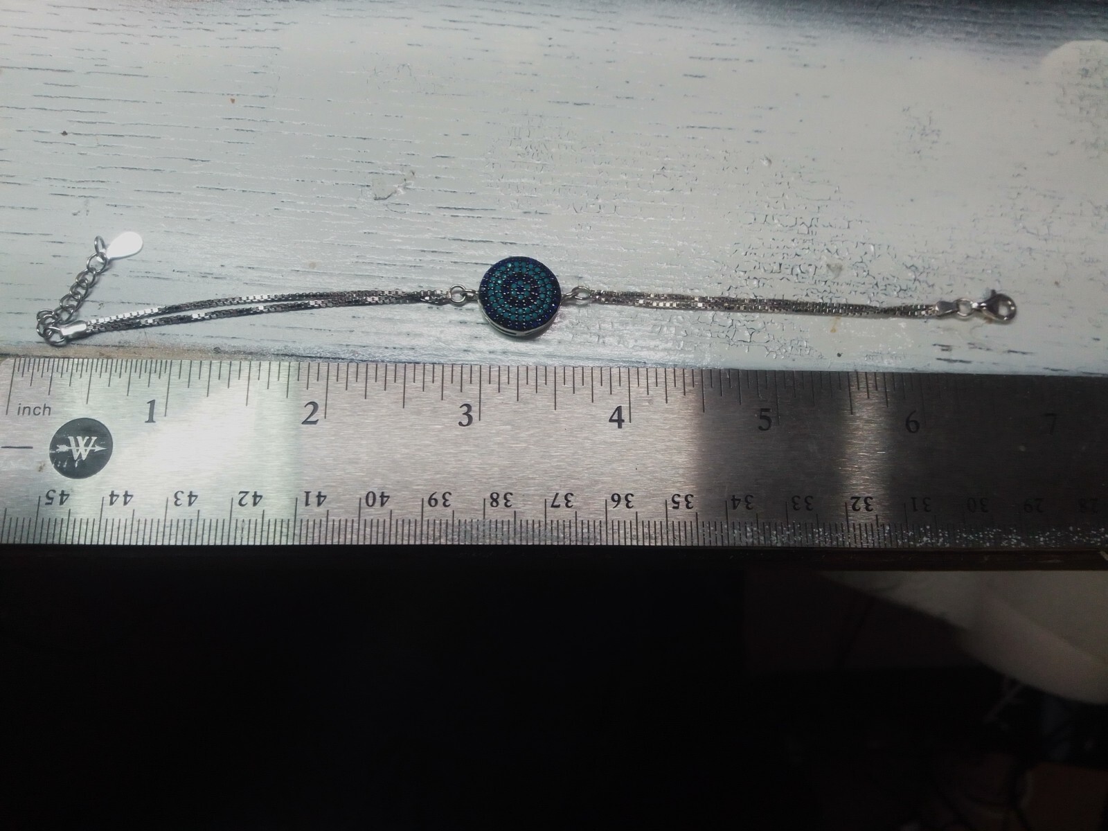 Solid 925 Sterling Silver Natural Blue Stone Adju… - image 1