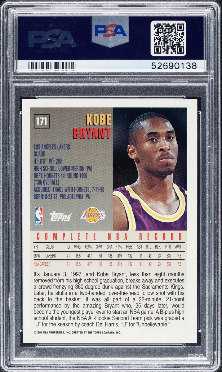1997-98 Topps #171 Kobe Bryant コービー 1997 Topps Kobe Bryant #171 PSA 10 | eBay