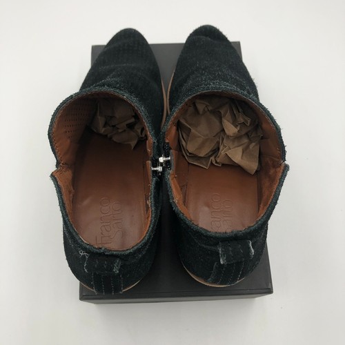 Franco Sarto Ankle Boots Womens Sz 8 Black Perforated Leather Stacked Block Heel - Picture 14 of 21
