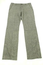 Roberto Cavalli Women's Moto Gray Wool Blend Leather Trim Pants Made In Italy