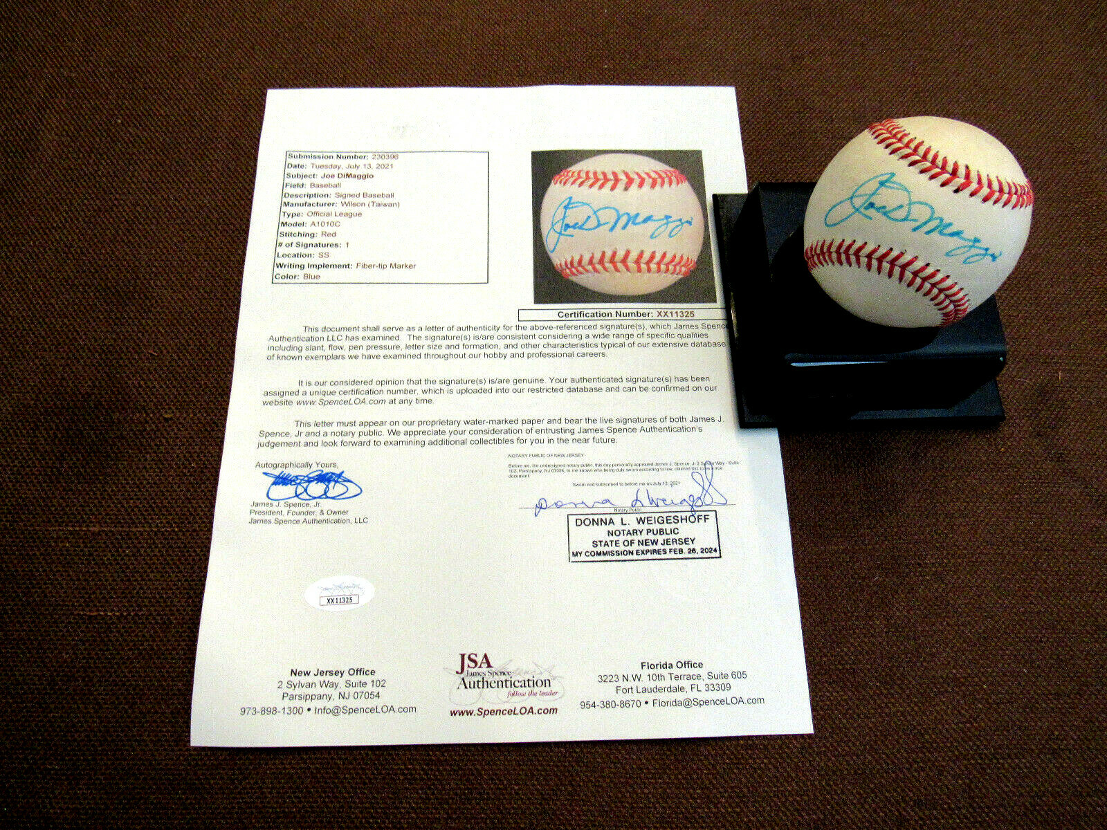 Joe DiMaggio Autographed Signed New York Yankees HOF AUTO VTG WILSON OL BASEBALL JSA LETTER 