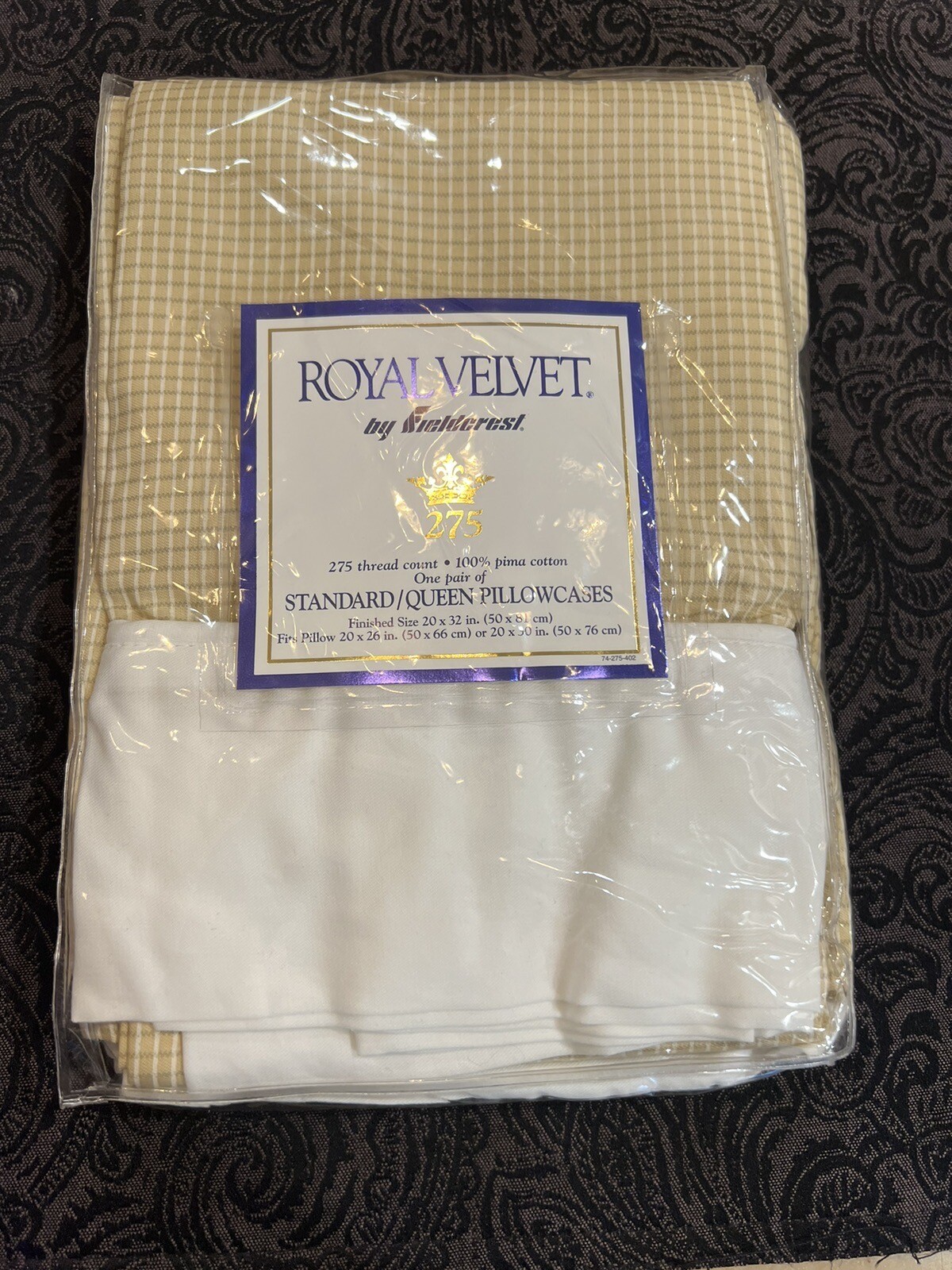 RARE Royal Velvet by FieldCrest 275 Count Pima Std/Queen Pillowcase