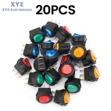20PCS 3-Pin Rocker Switch Toggle DC12V Led Light Car Auto Boat Round ON/OFF 8A