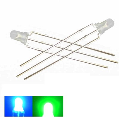 100 Stück Neu 3 mm Dual Bi-Color Blau/Rein Grün 3 Pin LED Gemeinsame Kathode 