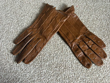 Vintage Ladie's Driving Gloves - Brown Leather - Size Small - Accessories