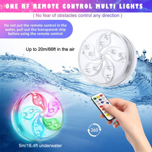 2PCS LED Underwater Light RGB Colors IP68 Waterproof Swimming Pool Light Remote - Picture 7 of 9