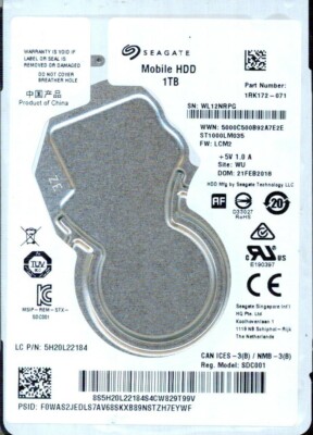 ST1000LM035, 1RK172-071, LCM2, WU, WL12, SEAGATE 1TB FEB 2018 | eBay
