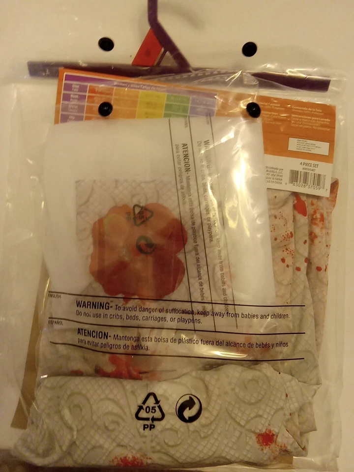 Disfraz de Halloween de Novia Fantasma de Rubí para Mujer S 4-6 Vestido Faja Rosa Prendedor Velo NUEVO Foto 4 de 4