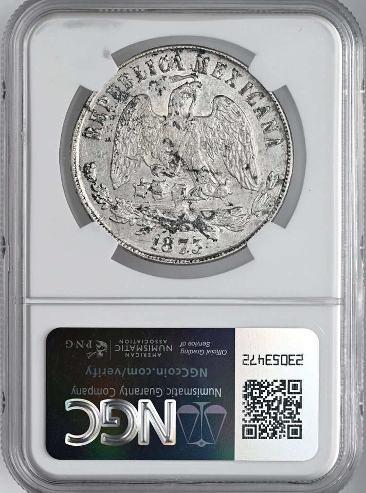 1873 PI O MÉXICO PESO PLATA POTOSÍ COMO NUEVO "BALANZA" NGC AU55 #6900282-003 Foto 2 de 4