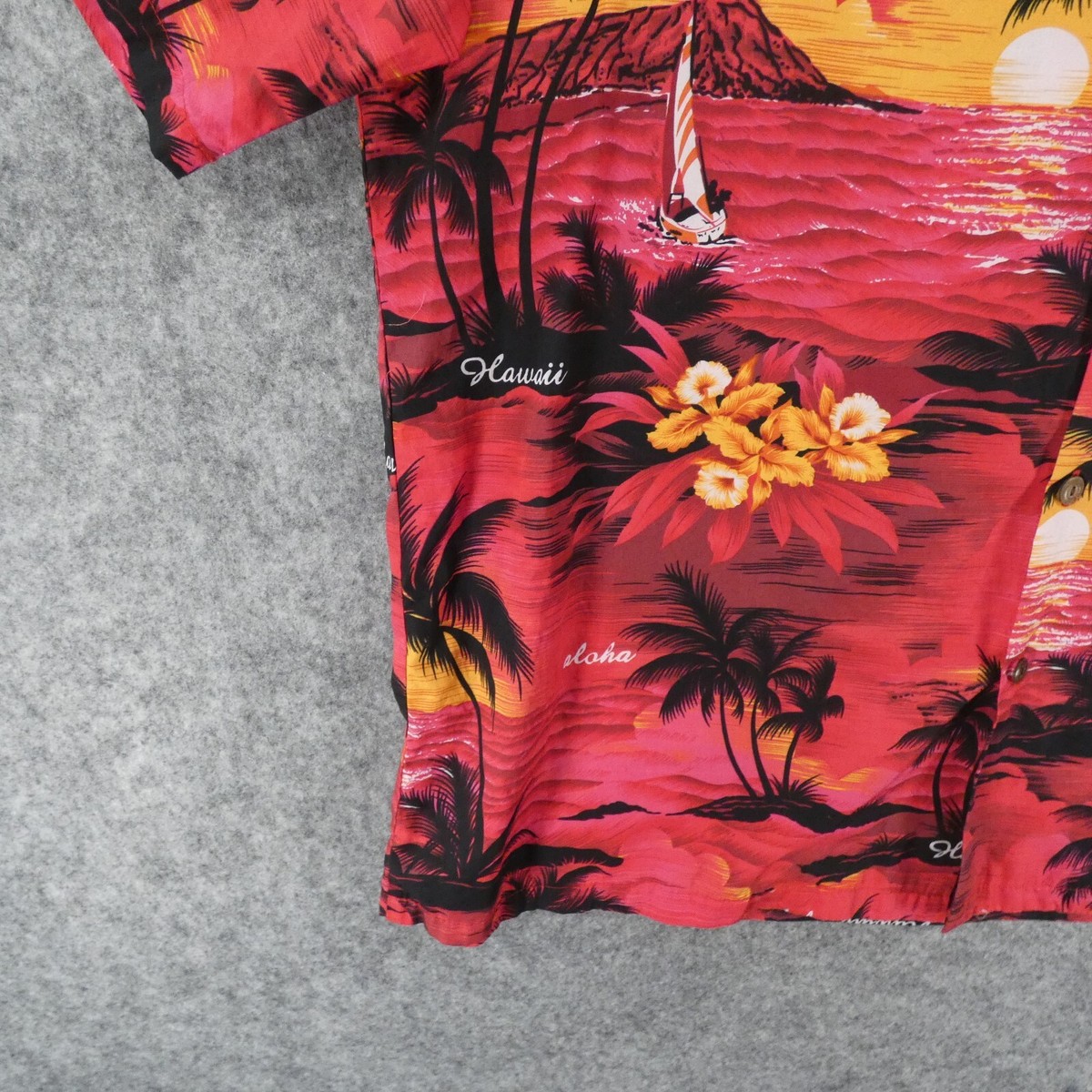 Royal Hawaiian Creations Shirt Mens 3XL Pink Red Floral Sunset