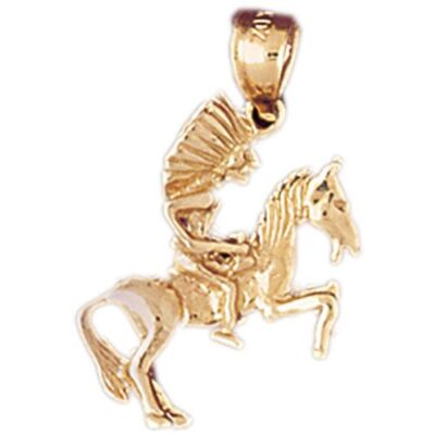 3D Native American Indian Charm Pendant 14k Gold (3.6 Grams)