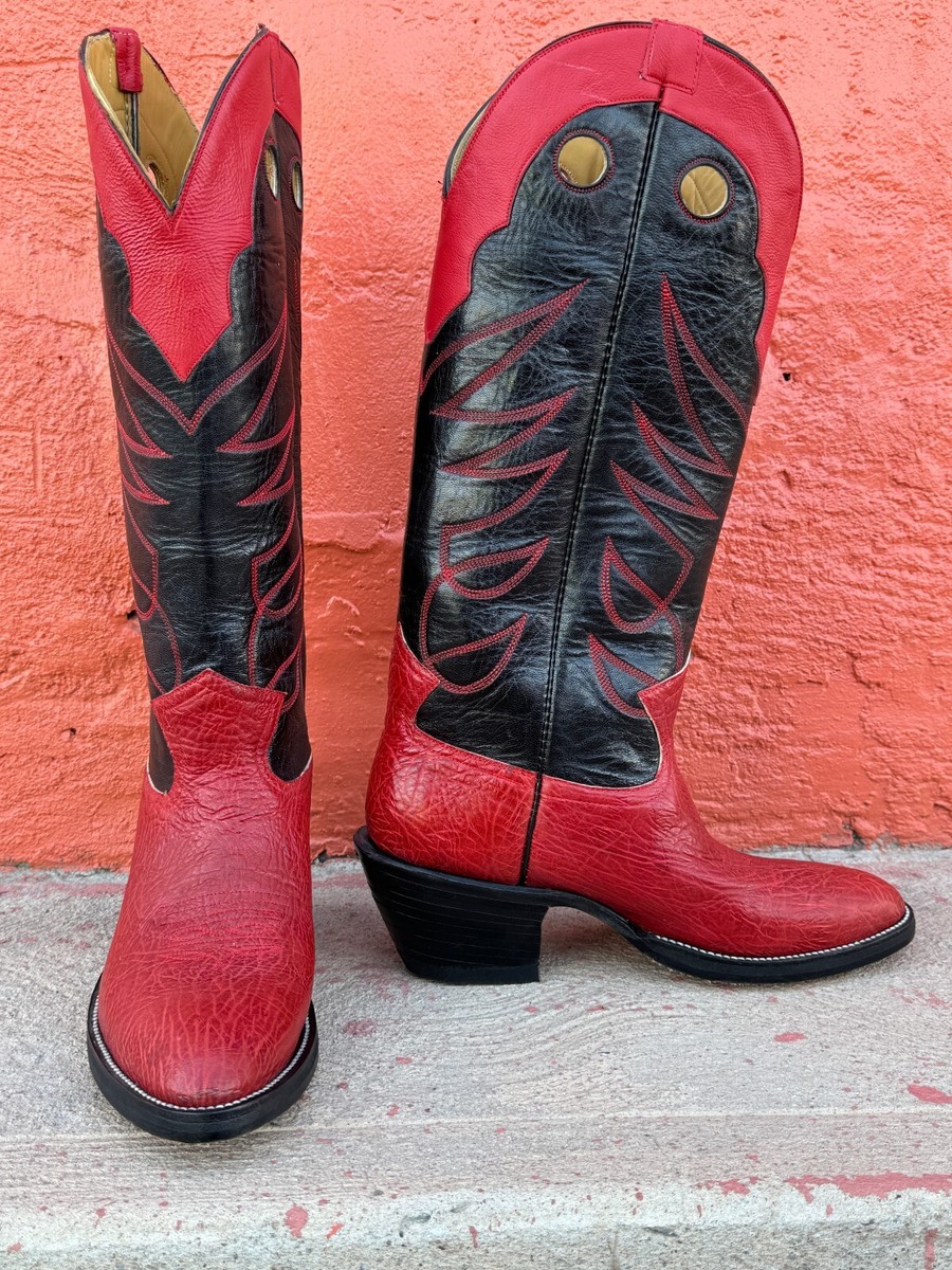 Jose Sanchez Boots, 12D Men's Buckaroo Red Bullhide Working Cowboy