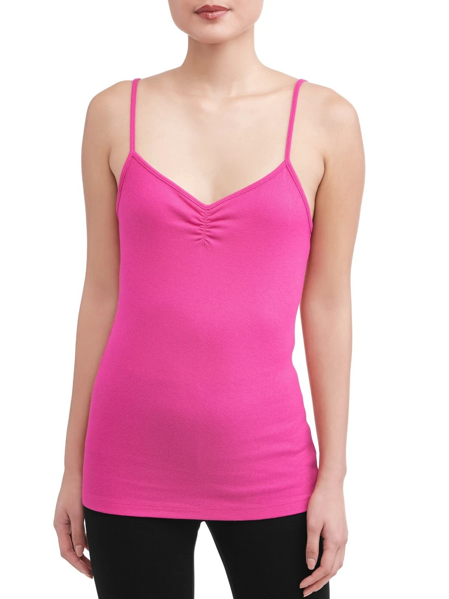 No Boundaries Women s Juniors Rib Cami 2XL 19 Fuchsia Cinched