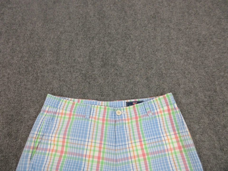 Shorts masculino Vineyard Vines 34 azul rosa xadrez chino preppy logotipo baleia 34x19 - Imagem 2 de 4