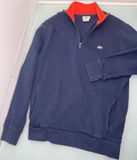 Lacoste Men Pullover Men Size 6 Large L Navy Blue Pockets Sweater Sweatshirt