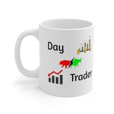 Day Trader Coffee Cup Mug Bull Bear Stock Market Short Long Investor Office Gift