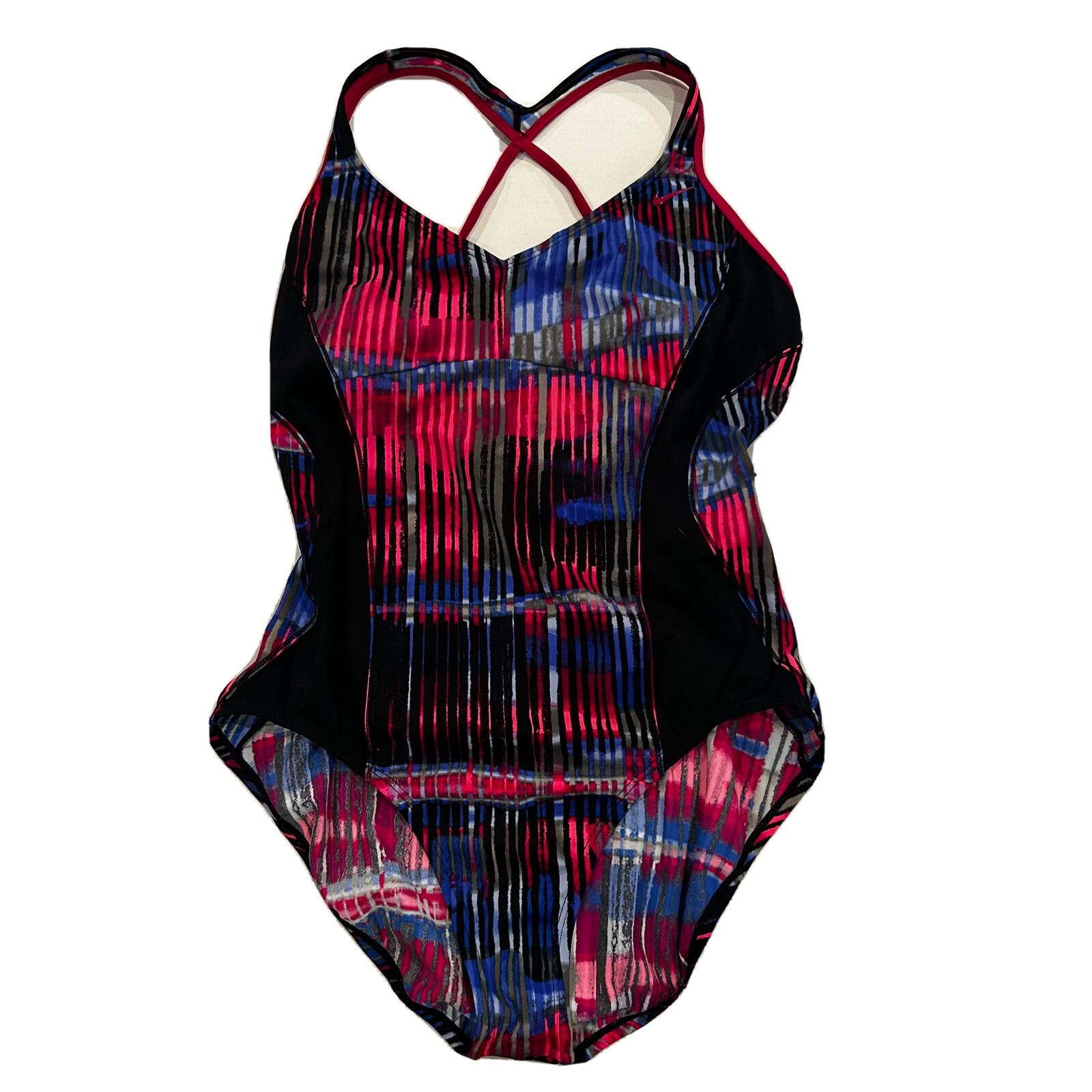 Nike Womens XL one piece swim bathing suit Blue pink … Gem
