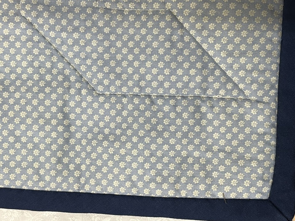 Vintage Quilt Squares Panel Lot (4) Finished_Large Bow Pattern_Blue