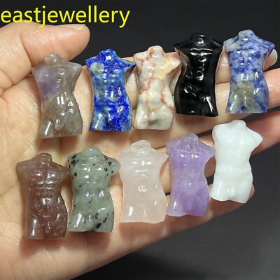 10x Natural Mixed carved gem Men naked skull quartz crystal skull reiki Healing