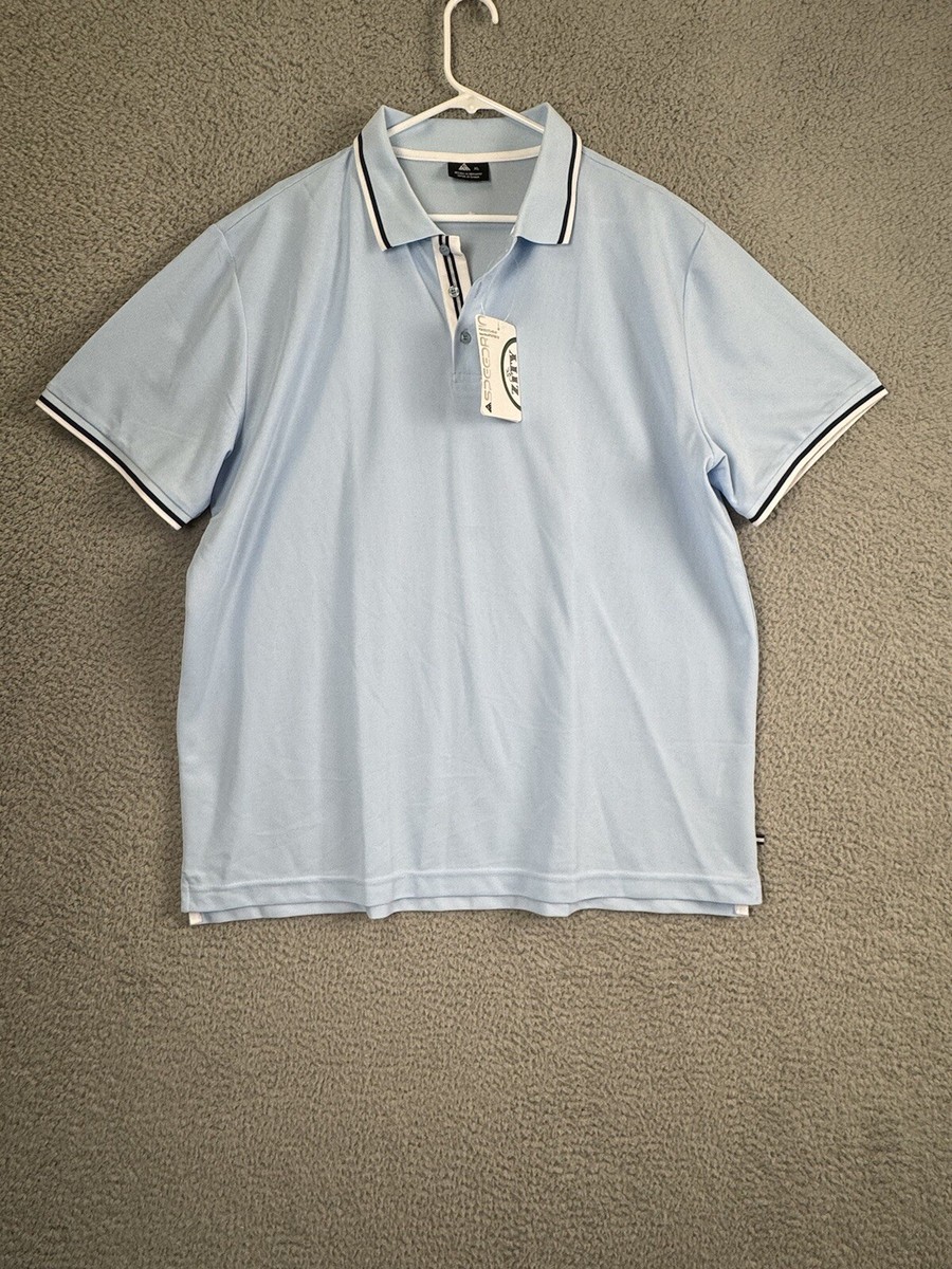 Zity Polo Shirt Mens Extra Large XL Light Blue Button Up Short