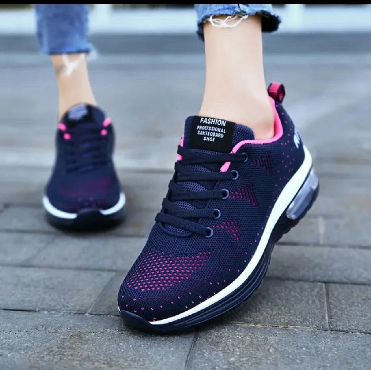 Womens Ladies Lace Up Running Comfy Trainers Fitness Sports Flat Shoes Size 35