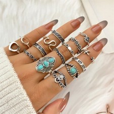 60pcs Wholesale Lots Fashion Jewelry Mixed Turquoise Alloy Lady's Rings